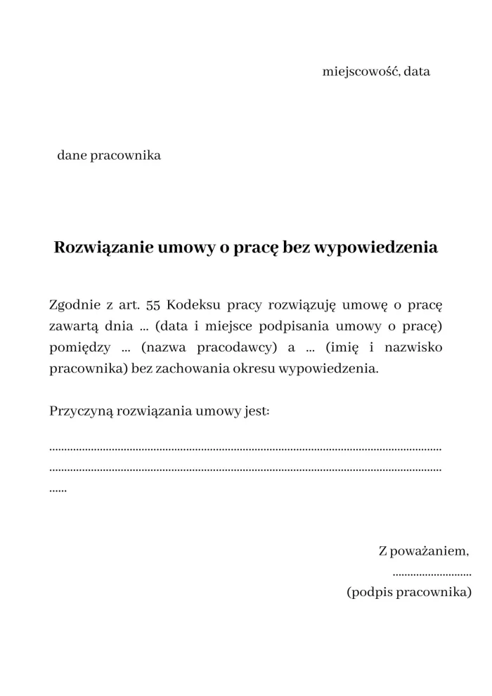 Wypowiedzenie umowy o pracę: wzór dokumentu - Poradnik GoWork.pl